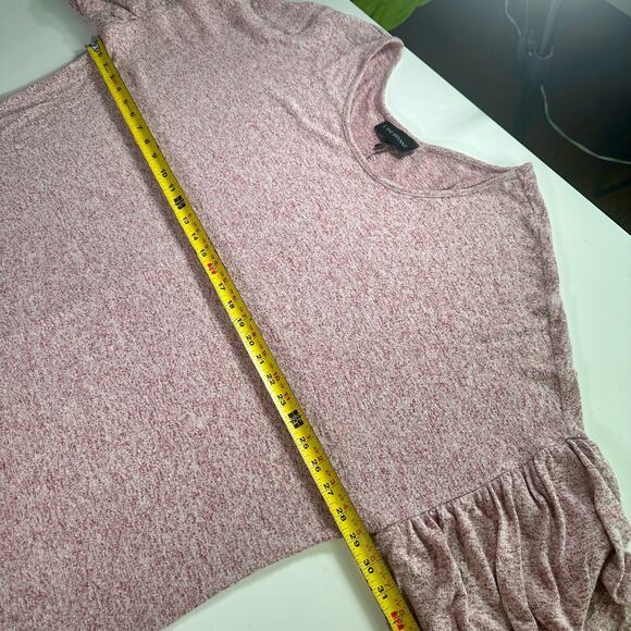 Lane Bryant Women's 26/28 Pink White Marled Ruffle Sleeve Shift Dress Stretch - Picture 7 of 9